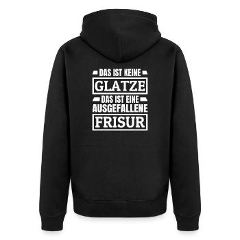Glatzen Glatzenträger Lustige Glatzkopf Sprüche - Unisex Premium Bio Zip Hoodie - Schwarz - Hinten - Nico (187cm)