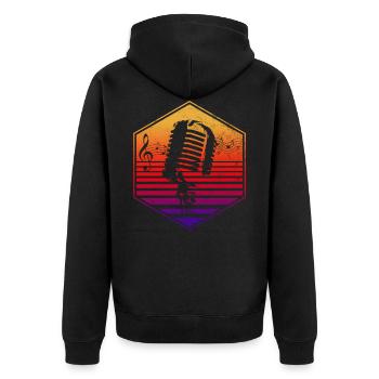 Microphone rétro - cadeau chanteur musique chantant - Veste à capuche bio Premium Unisexe - noir - Dos - Nico (187cm)