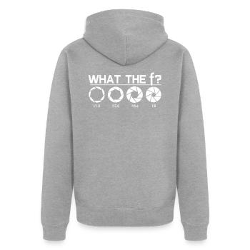 Fotograf - Unisex Premium Bio Zip Hoodie - Grau meliert - Hinten - Nico (187cm)