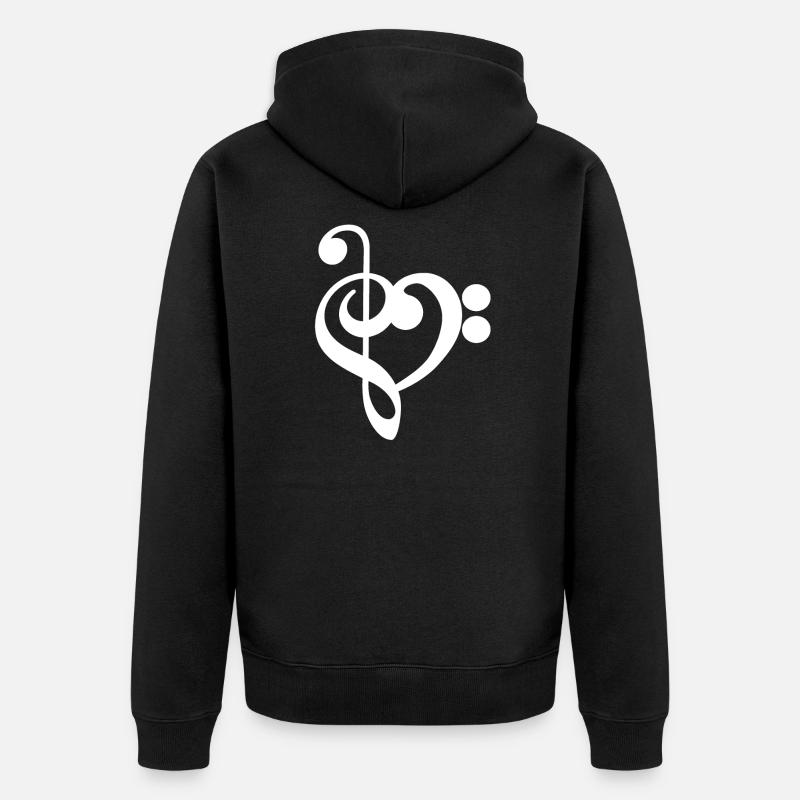 Musique Treble Clef Heart - Veste à capuche bio Premium Unisexe - noir