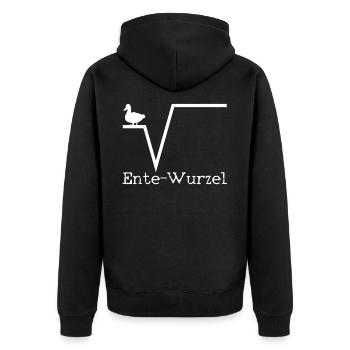 Ente Wurzel - Mathematik Mathe Nerd Geschenk - Unisex Premium Bio Zip Hoodie - Schwarz - Hinten - Nico (187cm)