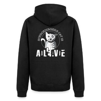Schrödingers Katze - Physik Nerd Physiker Geschenk - Unisex Premium Bio Zip Hoodie - Schwarz - Hinten - Nico (187cm)
