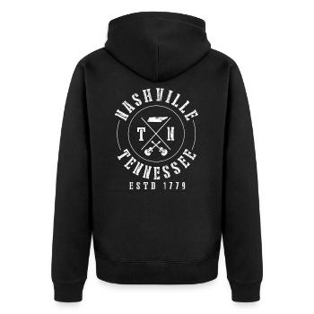 Nashville Tennessee - Country Musik Stadt USA - Unisex Premium Bio Zip Hoodie - Schwarz - Hinten - Nico (187cm)