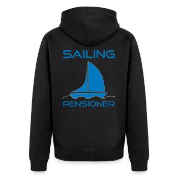 Rente Segeln Pension Geschenkidee Segler - Unisex Premium Bio Zip Hoodie - Schwarz - Hinten - Nico (187cm)