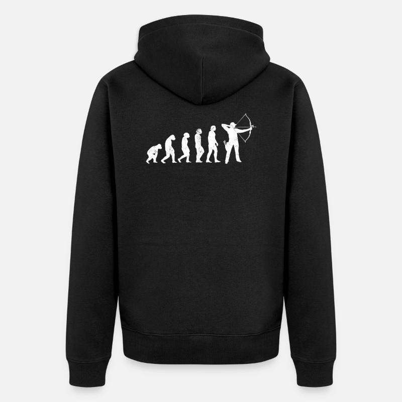 Bogenschießen Evolution - Unisex Premium Bio Zip Hoodie - Schwarz