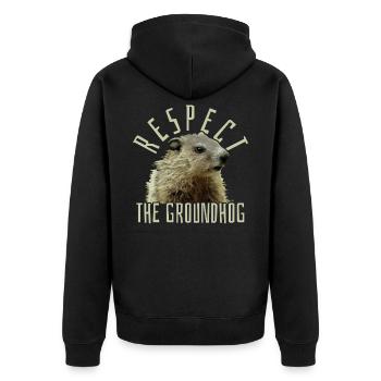 Murmeltier - Unisex Premium Bio Zip Hoodie - Schwarz - Hinten - Nico (187cm)