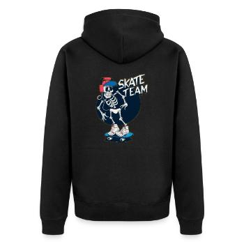 Skate Team on Bord als Skelett und mit Musik - Unisex Premium Bio Zip Hoodie - Schwarz - Hinten - Nico (187cm)