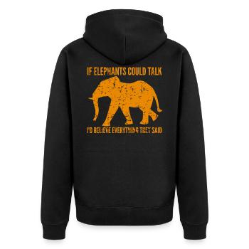 elephant - Unisex Premium Organic Zip Hoodie - black - Back - Nico (187cm)