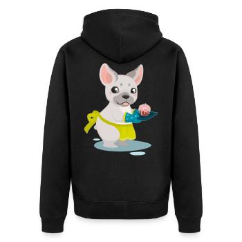 Cute Bulldog Cake Puppy Puppy Pug Gift - Unisex Premium Organic Zip Hoodie - black - Back - Nico (187cm)