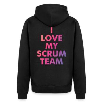 J'aime mon équipe de mêlée - Veste à capuche bio Premium Unisexe - noir - Dos - Nico (187cm)