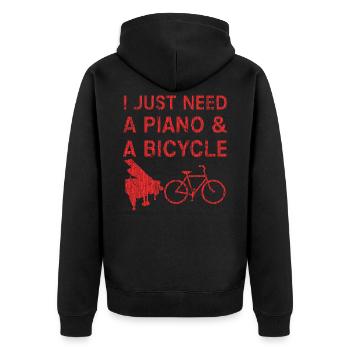 Piano - Unisex Premium Organic Zip Hoodie - black - Back - Nico (187cm)