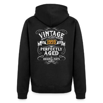 60e anniversaire - cadeau vintage de 1959, drôle - Veste à capuche bio Premium Unisexe - noir - Dos - Nico (187cm)