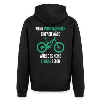 Mountain Bike eBike Say MTB Pedelec - Unisex Premium Organic Zip Hoodie - black - Back - Nico (187cm)