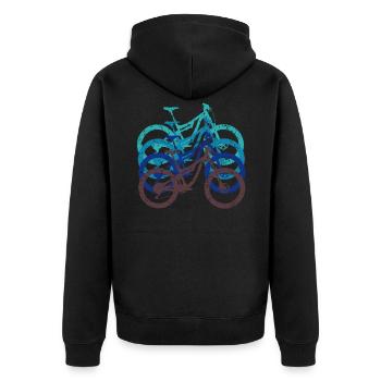 Mountainbike Fully Distressed Vintage - Unisex Premium Bio Zip Hoodie - Schwarz - Hinten - Nico (187cm)