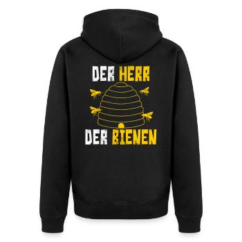 Imker - Unisex Premium Bio Zip Hoodie - Schwarz - Hinten - Nico (187cm)
