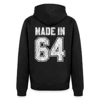 55ème anniversaire - Cadeau Vintage 1964 - Veste à capuche bio Premium Unisexe - noir - Dos - Nico (187cm)