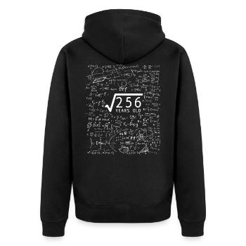 Root from 256 years old - 16th birthday present - Unisex Premium Organic Zip Hoodie - black - Back - Nico (187cm)