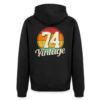 45ème anniversaire - Cadeau Vintage 1974 - Veste à capuche bio Premium Unisexe - noir - Dos - Nico (187cm)
