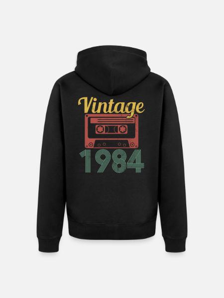 35th Birthday - Vintage 1984 Retro Gift - Premium økologisk unisex-hættejakke - sort