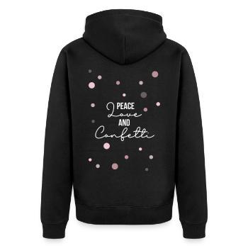 Amour Paix, Cadeaux, Confettis, Carnaval - Veste à capuche bio Premium Unisexe - noir - Dos - Nico (187cm)