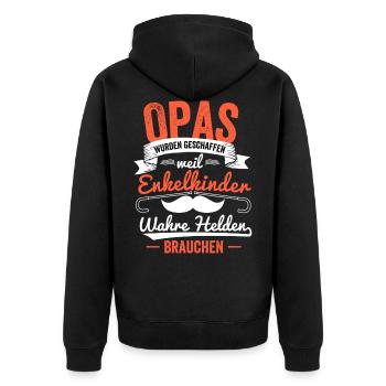 Granddads were created because - Unisex Premium Organic Zip Hoodie - black - Back - Nico (187cm)