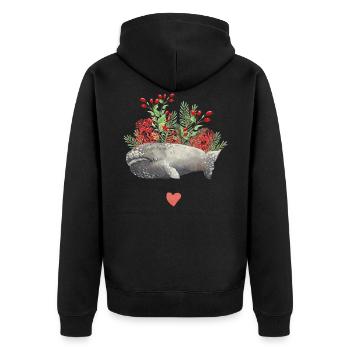 Wal & Korallen - Unisex Premium Bio Zip Hoodie - Schwarz - Hinten - Nico (187cm)