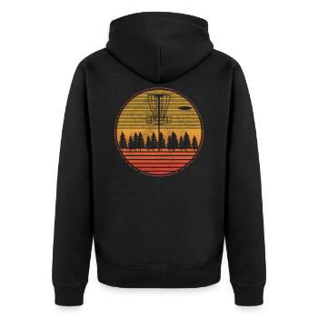 Disc Golf - Unisex Premium Bio Zip Hoodie - Schwarz - Hinten - Nico (187cm)