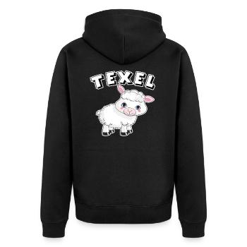 texel schaf t-shirt insel Holland tshirt lamm - Unisex Premium Bio Zip Hoodie - Schwarz - Hinten - Nico (187cm)