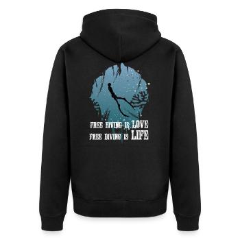 Freeediving is Love plongée en apnée - Veste à capuche bio Premium Unisexe - noir - Dos - Nico (187cm)