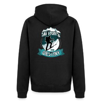 Skitouren sind meine Bestimmung Tourengeher Spruch - Unisex Premium Bio Zip Hoodie - Schwarz - Hinten - Nico (187cm)