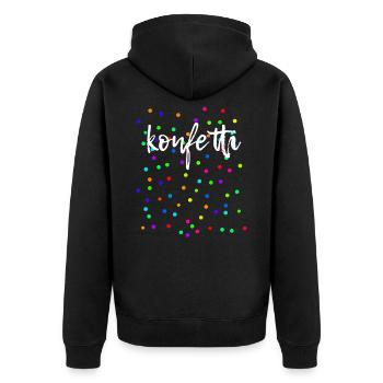 Konfetti Fasching Karneval Bunt - Unisex Premium Bio Zip Hoodie - Schwarz - Hinten - Nico (187cm)