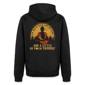 I'm Mostly Peace Love & Light - Buddha Yoga Funny - Unisex Premium Organic Zip Hoodie - black - Back - Nico (187cm)