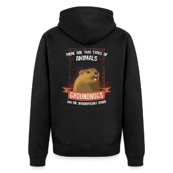 Murmeltiere - Unisex Premium Bio Zip Hoodie - Schwarz - Hinten - Nico (187cm)