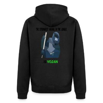 Vegan Gorilla tshirt - Unisex Premium Bio Zip Hoodie - Schwarz - Hinten - Nico (187cm)