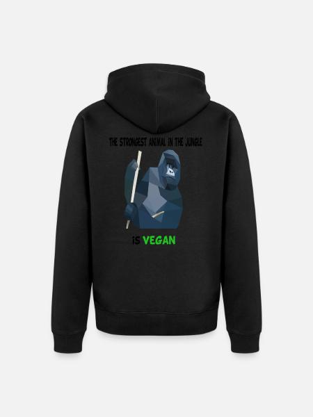 Vegan Gorilla tshirt - Unisex Premium Organic Zip Hoodie - black