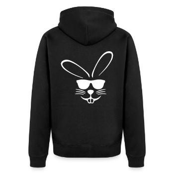 Frohe Ostern Osterfest Cool Osterhase Geschenk - Unisex Premium Bio Zip Hoodie - Schwarz - Hinten - Nico (187cm)