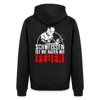 Schweissen - Schweisser Schlosser Geschenk Lustig - Unisex Premium Bio Zip Hoodie - Schwarz - Hinten - Nico (187cm)