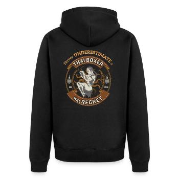 Thaiboxen - Unisex Premium Bio Zip Hoodie - Schwarz - Hinten - Nico (187cm)