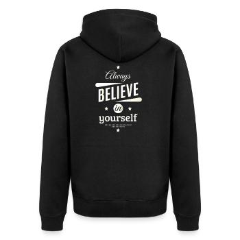 Glaube - Unisex Premium Bio Zip Hoodie - Schwarz - Hinten - Nico (187cm)