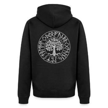 Wikinger - Unisex Premium Bio Zip Hoodie - Schwarz - Hinten - Nico (187cm)