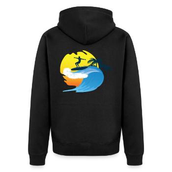Surfen - Unisex Premium Bio Zip Hoodie - Schwarz - Hinten - Nico (187cm)