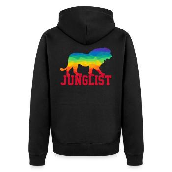 Junglist - Jungle Drum and Bass DnB Löwe - Unisex Premium Bio Zip Hoodie - Schwarz - Hinten - Nico (187cm)