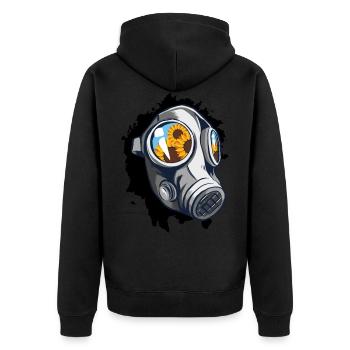 Gasmaske - Unisex Premium Bio Zip Hoodie - Schwarz - Hinten - Nico (187cm)