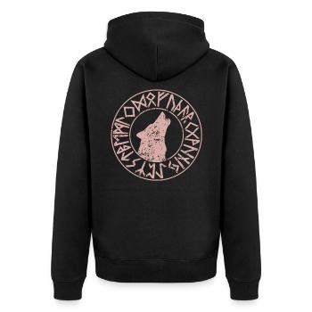 Viking Norse mythology Futhark Fenris Wolf - Unisex Premium Organic Zip Hoodie - black - Back - Nico (187cm)