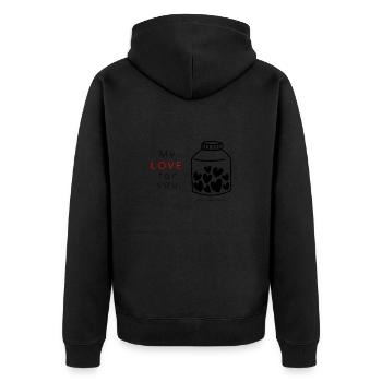 My love for you - Meine Liebe zu dir - Unisex Premium Bio Zip Hoodie - Schwarz - Hinten - Nico (187cm)