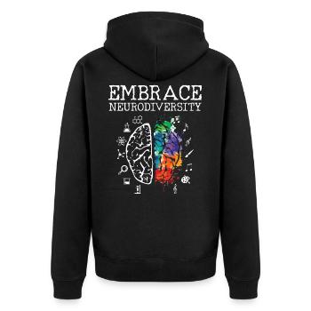 Neurodiversity - Autism ADHD Tourette - Unisex Premium Organic Zip Hoodie - black - Back - Nico (187cm)