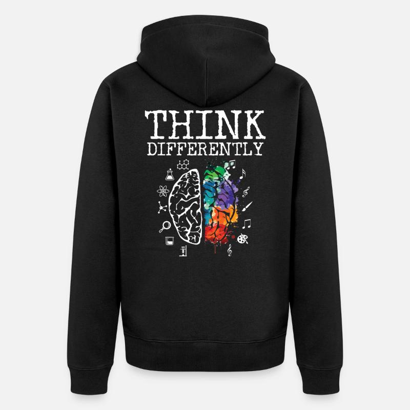 PENSEZ DIFFEREMMENT - Neurodiversity Art Creative - Veste à capuche bio Premium Unisexe - noir