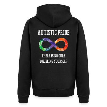 autism - Unisex Premium Organic Zip Hoodie - black - Back - Nico (187cm)
