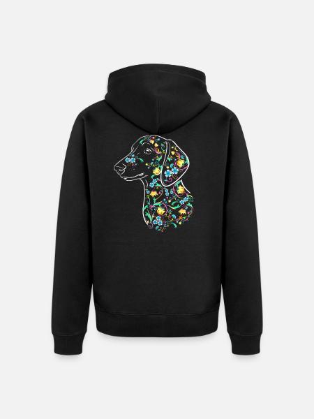 Fleurs de teckel I - Veste à capuche bio Premium Unisexe - noir