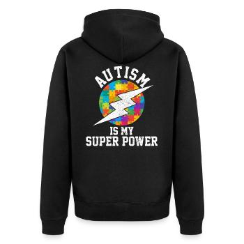 Autism Is My Superpower - Autismus - Unisex Premium Organic Zip Hoodie - black - Back - Nico (187cm)